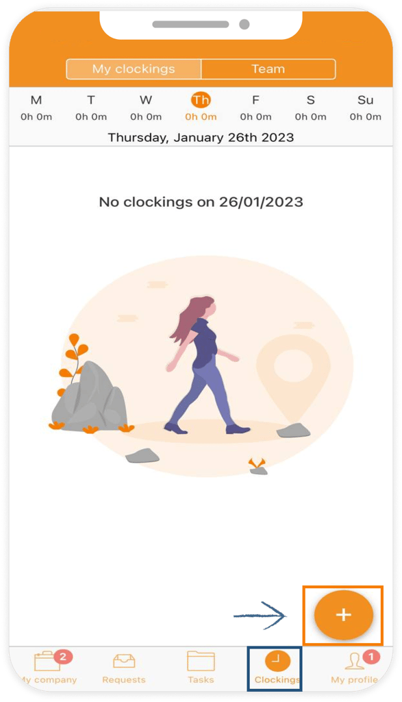 Adding a clocking in the app