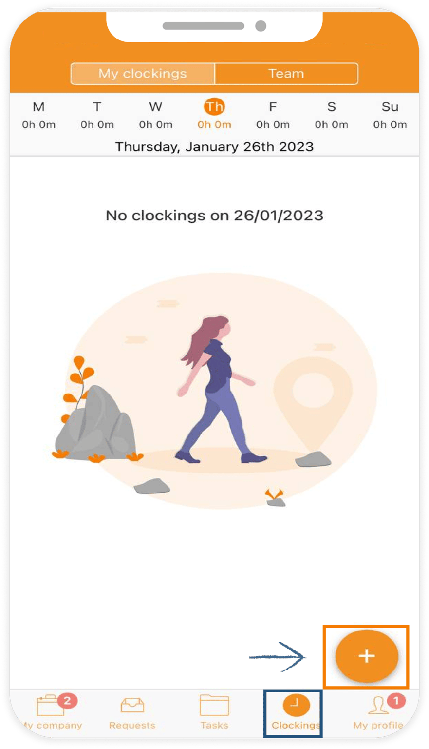 Adding a clocking in the app