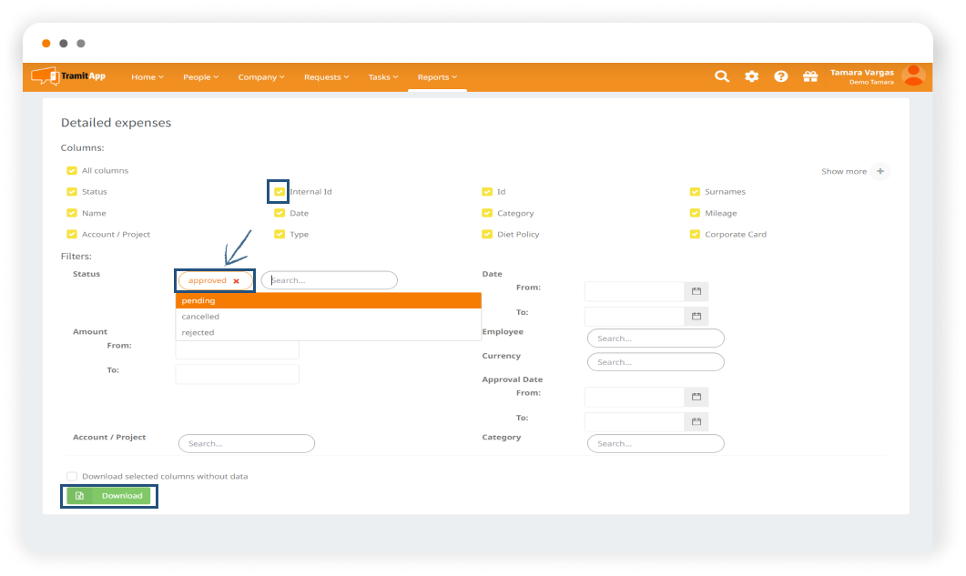 expense-report-in-tramitapp