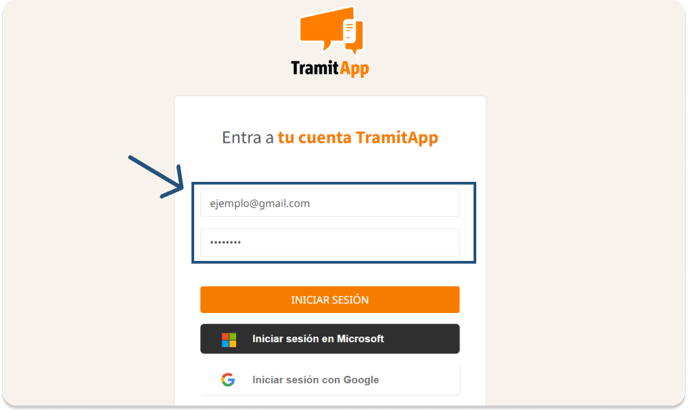 inicio sesion tramitapp