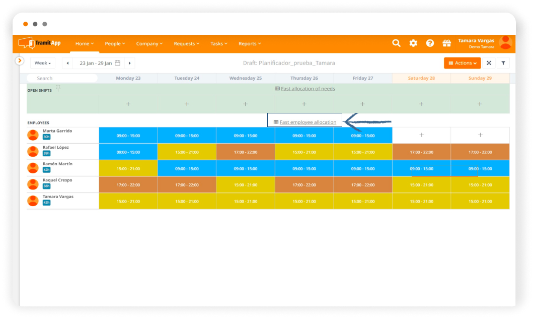 How to schedule shifts by codes