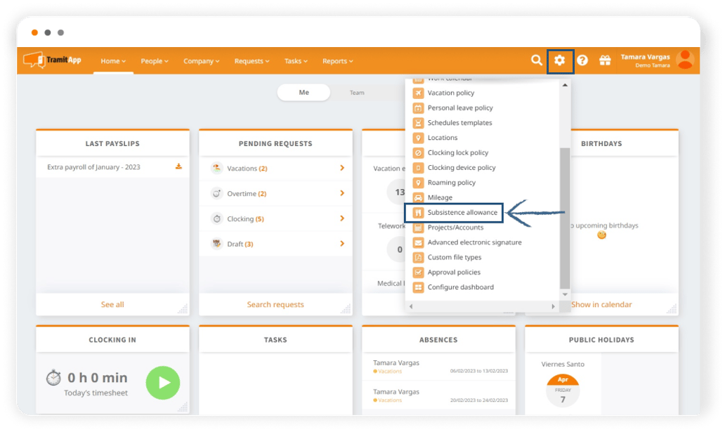 How to create a subsistence allowance