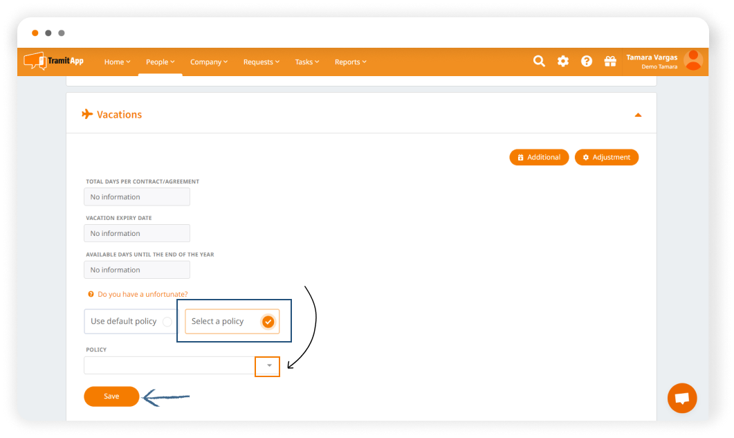 How to set up the Vacation Policy